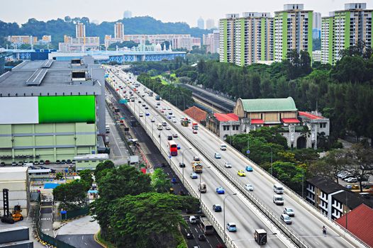 Busy traffic on highway in Singapore