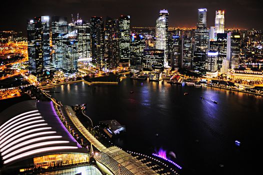 Night skyline of Singapore downtown