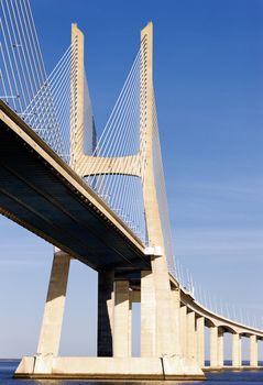 part of Vasco da Gama bridge in Lisbon, Portugal