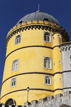 Yellow tower, detail of Pena palace, Portugal