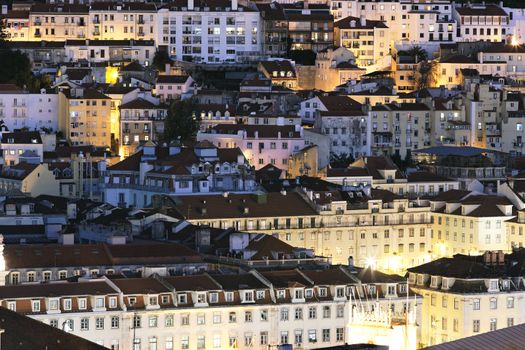 view of Lisbon district by night, Portugal