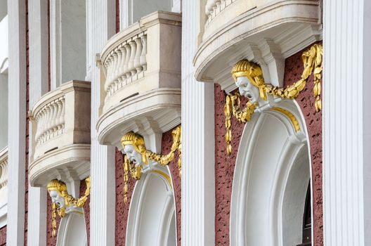 An architectural element of the National Theater in Sofia, Bulgaria