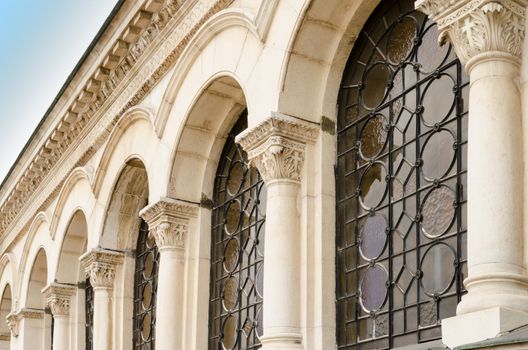 A series of arches of the Alexander Nevsky Cathedral, Sofia, Bulgaria