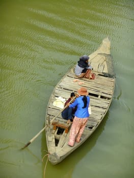 Traditional wooden boat, Cambodia, Southeast Asia