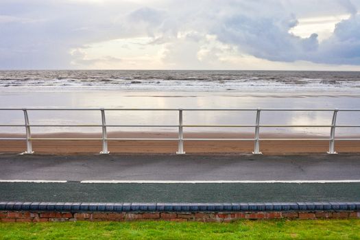 Seaside promenade in South Wales in winter