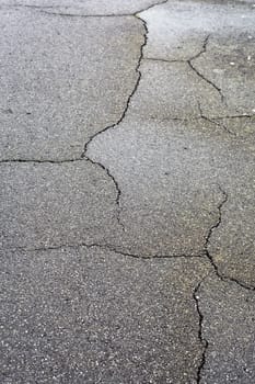 Close up of cracked tarmac as a background