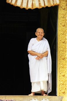 Woman monk at Phnom Sombok, Kratie, Cambodia, Southeast Asia