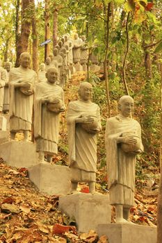 Statues of begging monks, Phnom Sombok, Kratie, Cambodia, Southeast Asia