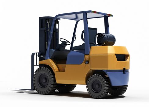 Forklift loader close-up on a light background