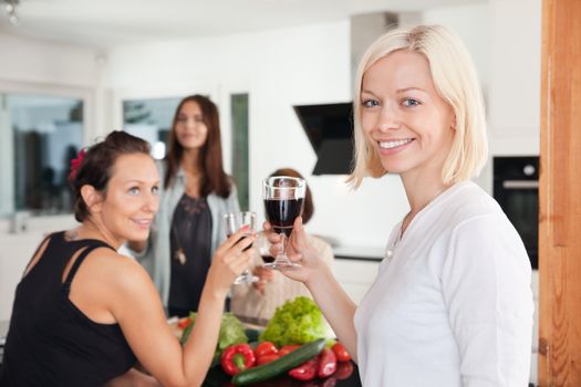 Female friends having a casual party at home