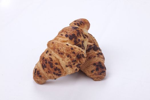 fresh chocolate croissant isolated on a white  background