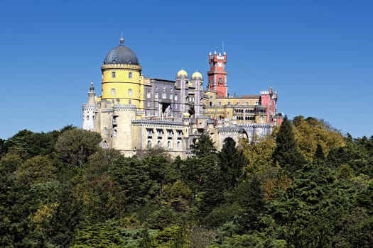view of Pena castle in sintra, Portugal