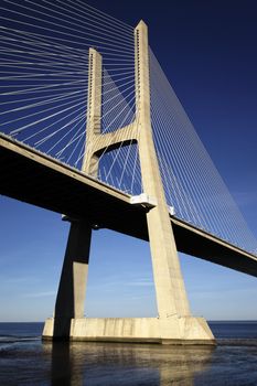 part of Vasco da Gama bridge in Lisbon