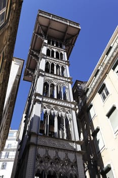 famous Santa Justa Elevator in Lisbon, Portugal