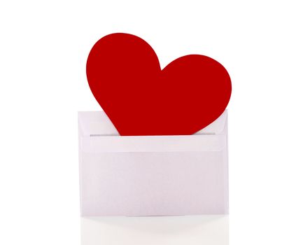 red heart in a white enveloppe