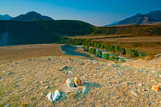 The rocky valley. Mountain Altai, Russia.