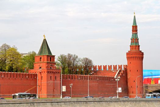 Walls and towers of Moscow Kremlin, Russia