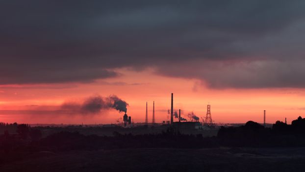 View of chemical plant over the sunset, Volyn region, Ukraine, UA, Eastern Europe 







Stitched Panorama
