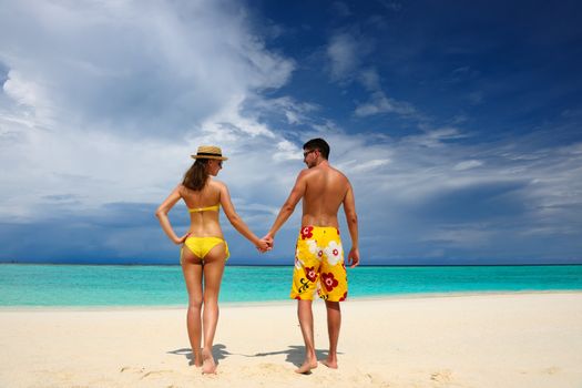 Couple on a tropical beach at Maldives