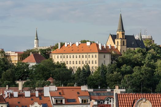 Aerial view of houses in Praha, capital city of the Czech Republic