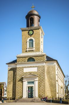 St. Mary's Church in the German town of Husum on a sunny day in spring