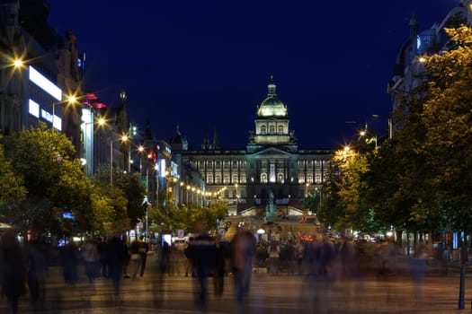 Prague old town center in night view