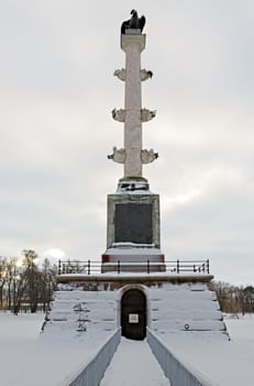 Chesme Column in Tsarskoye Selo commemorates three Russian naval victories in the Russo-Turkish War, 1768-1774, specifically the Battle of Chesma.