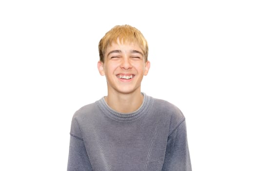 happy boy portrait isolated on the white background