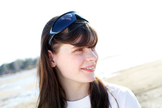 freckled teenage girl portrait outdoor