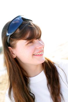 freckled teenage girl portrait outdoor