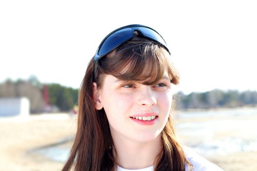 freckled teenage girl portrait outdoor