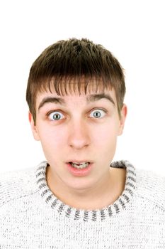 The surprised teenager on the white background