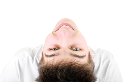 cheerful teenager portrait isolated on the white background