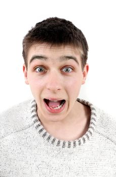 surprised teenager on the white background