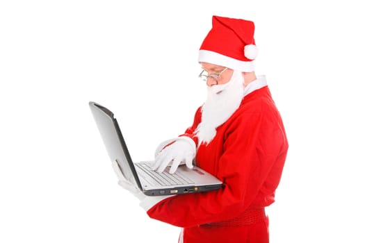 santa claus with notebook isolated on the white