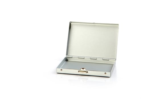 small metallic suitcase isolated on the white background