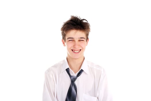 Happy and Laughing Teenager Isolated on the White