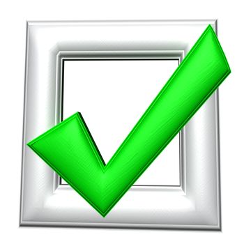 Green glossy Check mark on white background