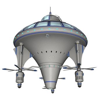 3D rendered scifi spaceship on white background isolated