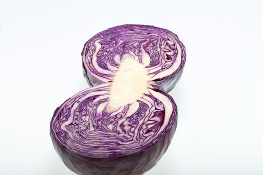 Red Cabbage cross section on White Background 