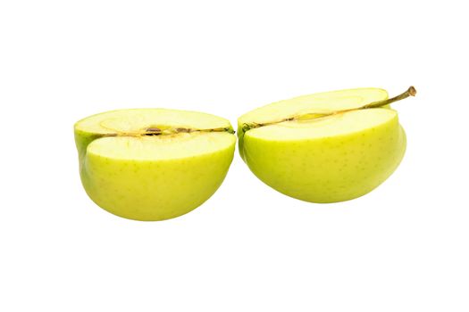 Tasty juicy sliced apples isolated on a white background