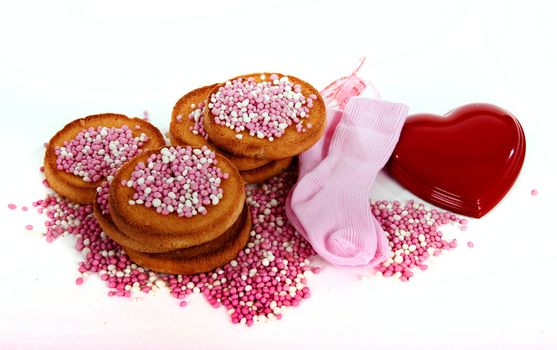 rusk with anis muisjes on a white background