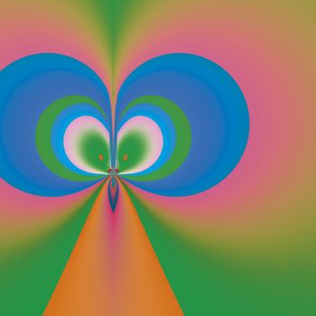 Bright and funky original fractal design, abstract psychedelic art, blue butterfly