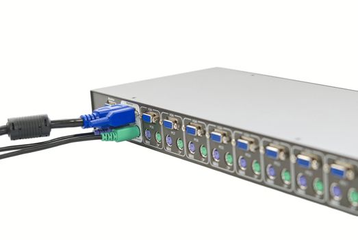 KVM (keyboard, video and mouse) switch isolated on white background