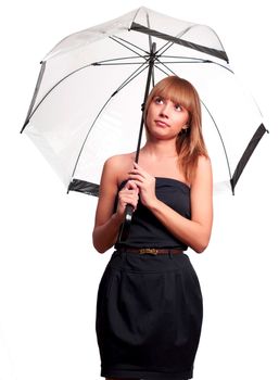 Young fashionable woman smile and holding umbrella