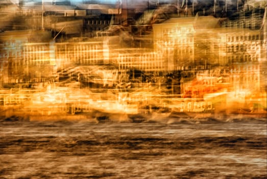 Hamburg St. Pauli piers with motion blur