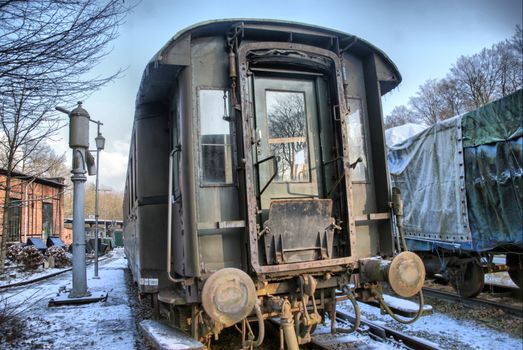 Old disused railway carriage in Germany