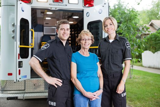 Portrait of two ambulance with patient