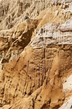 Sandstone cliffs detail in Gale beach, Comporta , Portugal