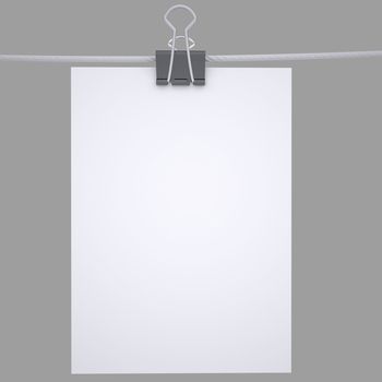 Binder paper with a rope. Isolated render on a gray background